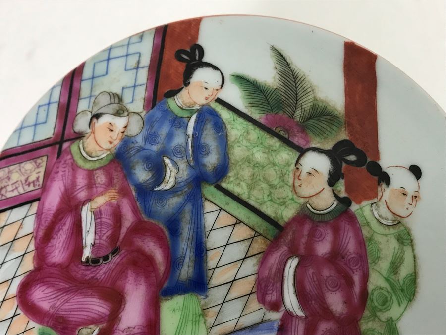 Stunning Signed Hand Painted Vintage Chinese Famille Rose Round Porcelain Tea Caddy Box With Lid 5.5W X 9.5H - See Photos  [Photo 4]