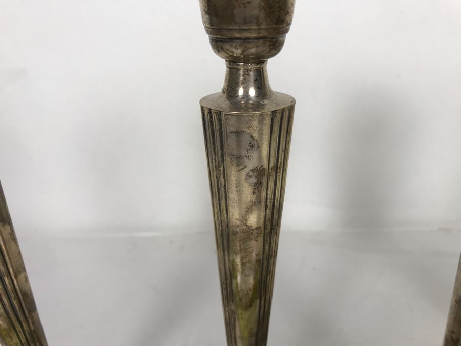 Set Of Four Weighted Sterling Silver Candlesticks Candle Holders 10H [Photo 5]