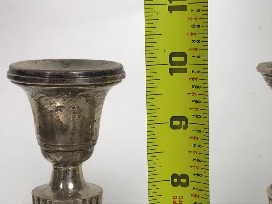 Set Of Four Weighted Sterling Silver Candlesticks Candle Holders 10H [Photo 13]