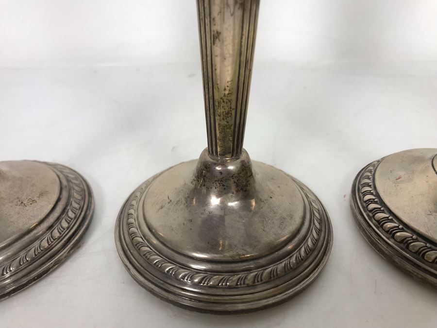 Set Of Four Weighted Sterling Silver Candlesticks Candle Holders 10H [Photo 6]