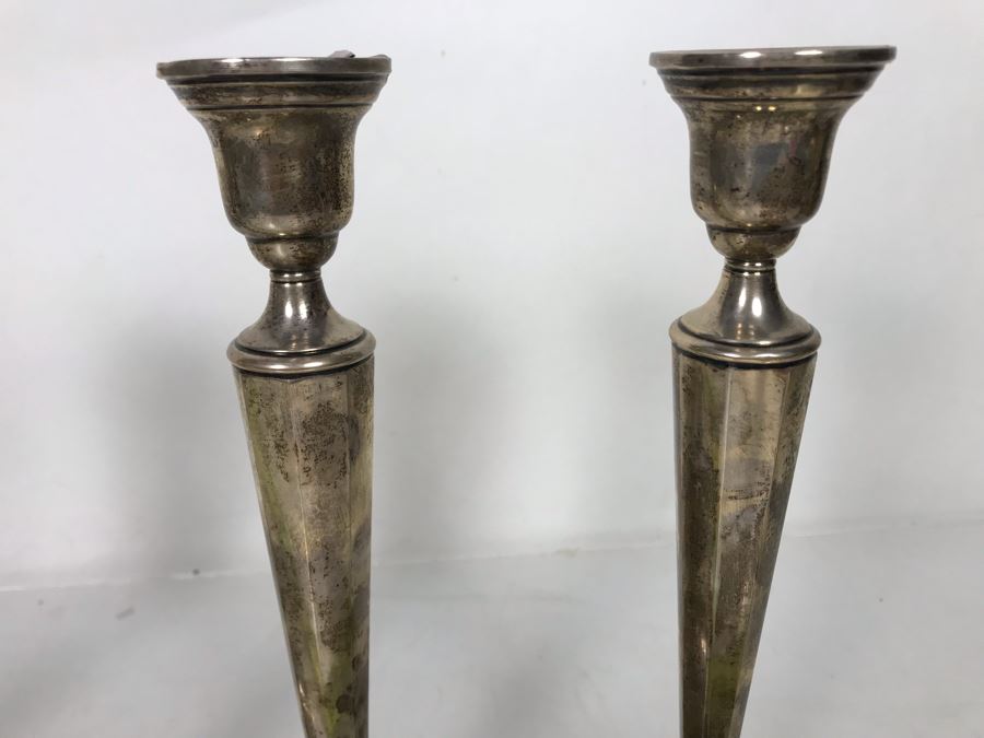 Set Of Four Weighted Sterling Silver Candlesticks Candle Holders 10H [Photo 8]