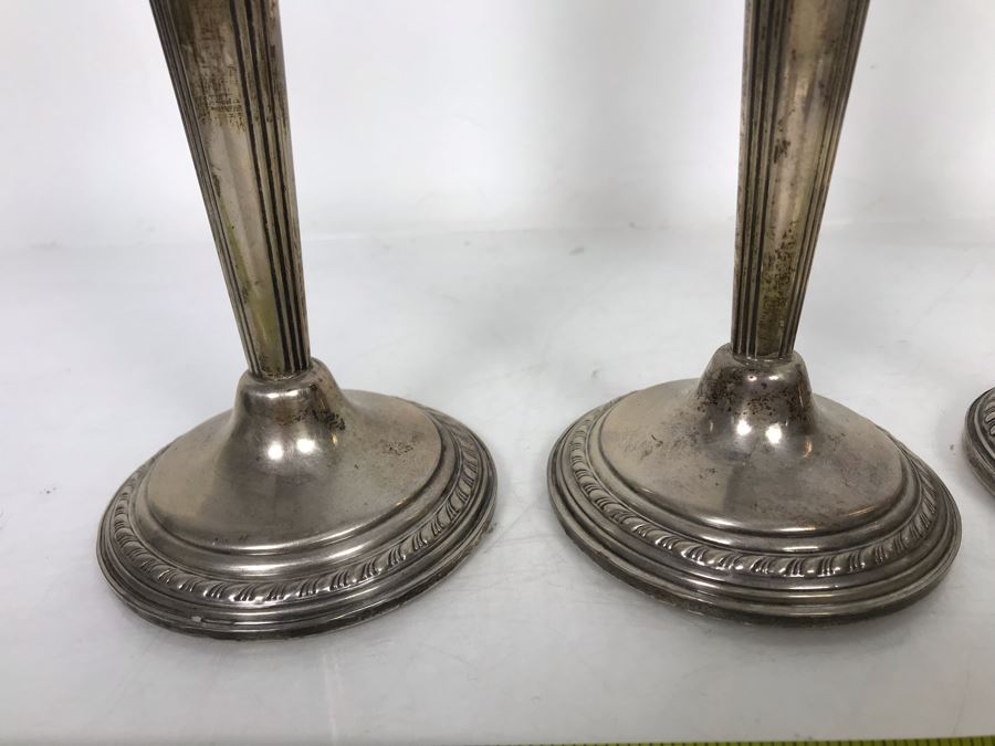 Set Of Four Weighted Sterling Silver Candlesticks Candle Holders 10H [Photo 10]