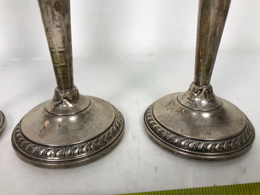 Set Of Four Weighted Sterling Silver Candlesticks Candle Holders 10H [Photo 9]