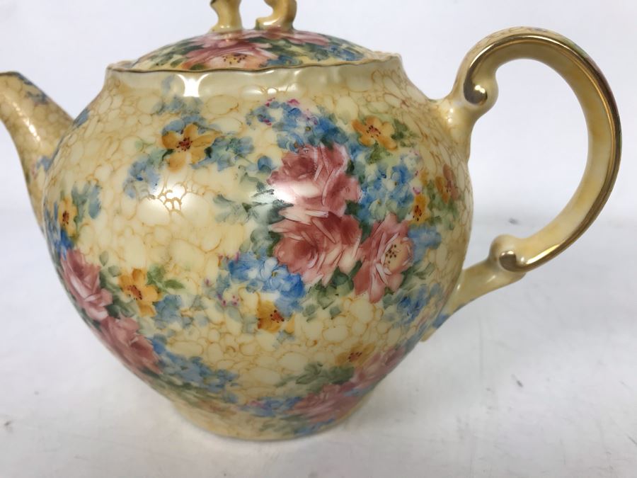 Hand Painted Signed W. Myers Porcelain Teapot 8.5W X 6D X 6H [Photo 3]