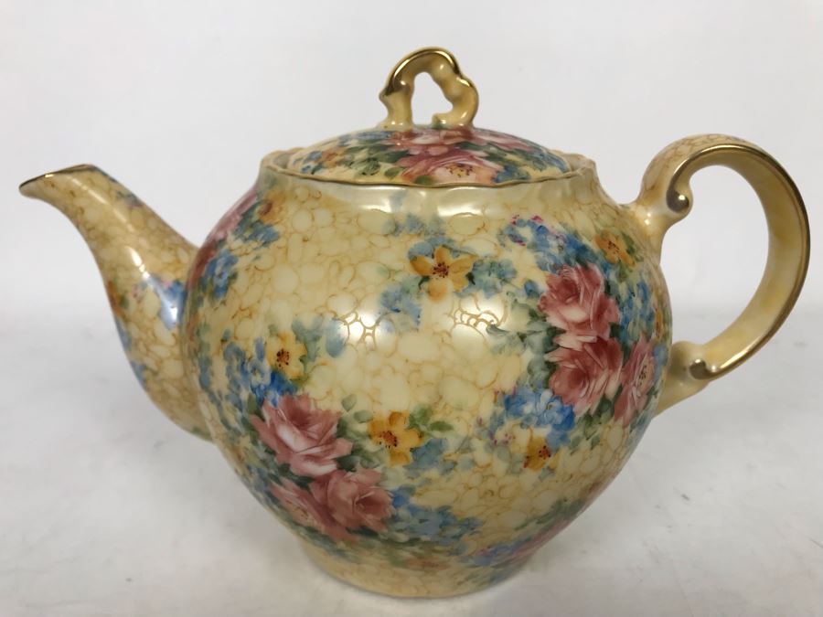 Hand Painted Signed W. Myers Porcelain Teapot 8.5W X 6D X 6H [Photo 2]