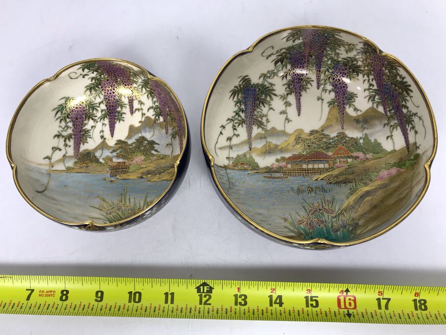 Pair Of Signed Hand Painted Japanese Bowls 6R, 4.75R [Photo 2]