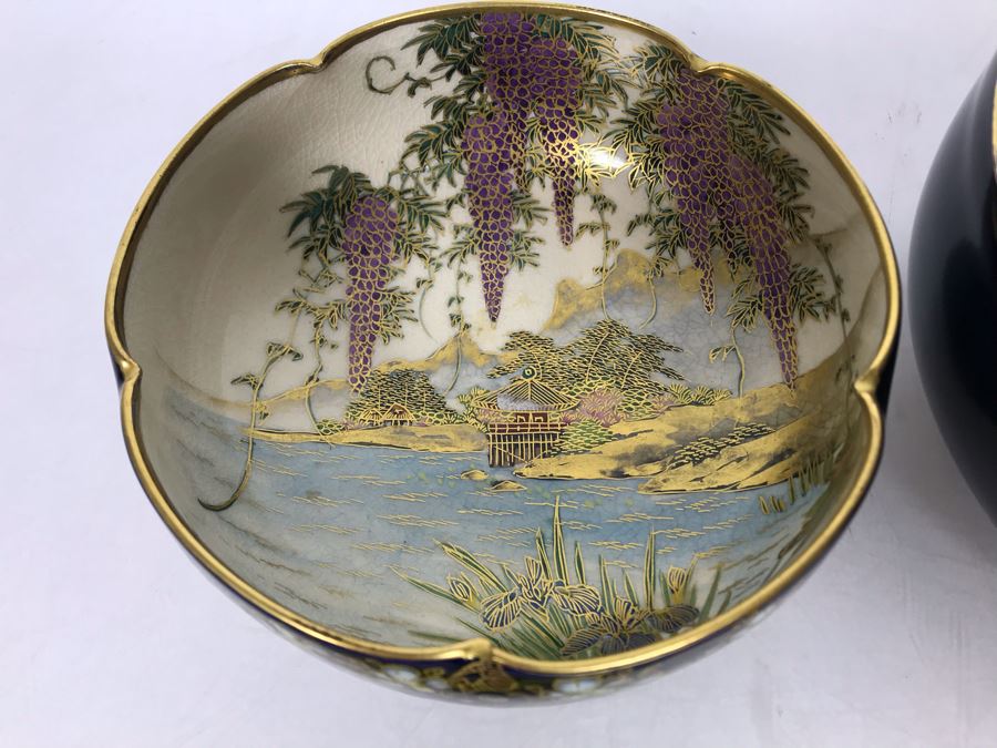 Pair Of Signed Hand Painted Japanese Bowls 6R, 4.75R [Photo 7]