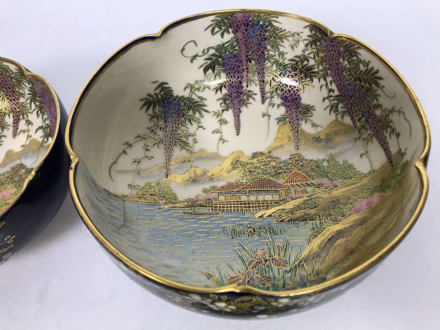 Pair Of Signed Hand Painted Japanese Bowls 6R, 4.75R [Photo 3]