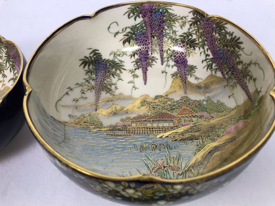 Pair Of Signed Hand Painted Japanese Bowls 6R, 4.75R [Photo 4]