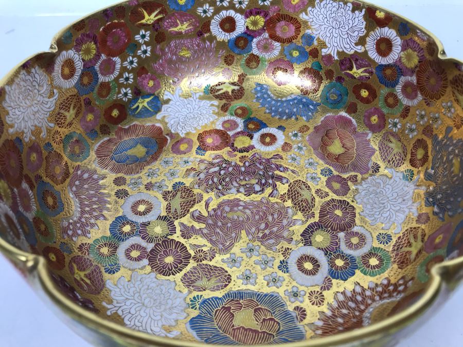 Stunning Signed Hand Painted Japanese Imari Porcelain Bowl [Photo 5]