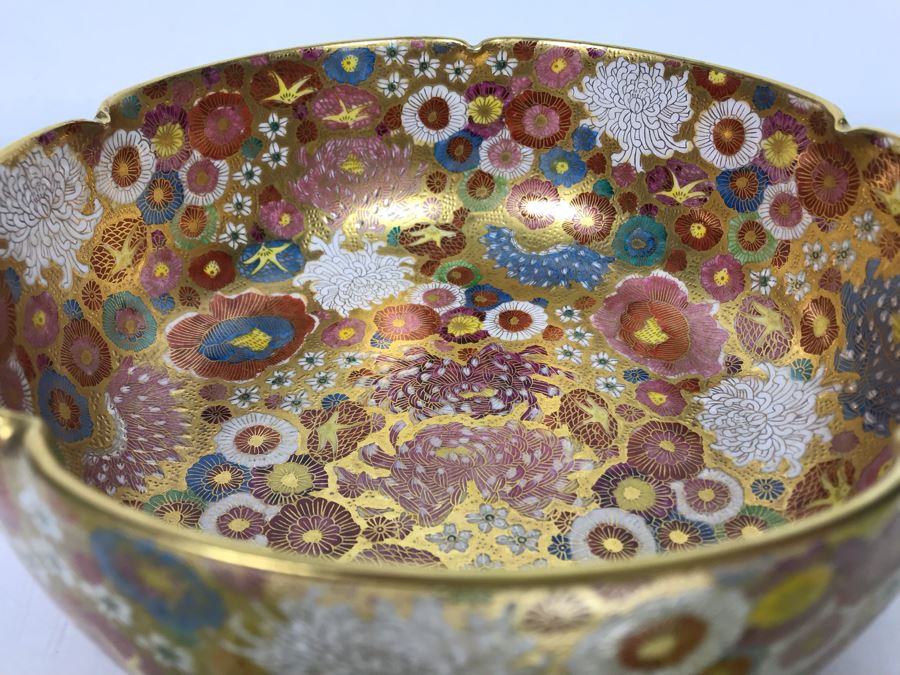 Stunning Signed Hand Painted Japanese Imari Porcelain Bowl [Photo 6]