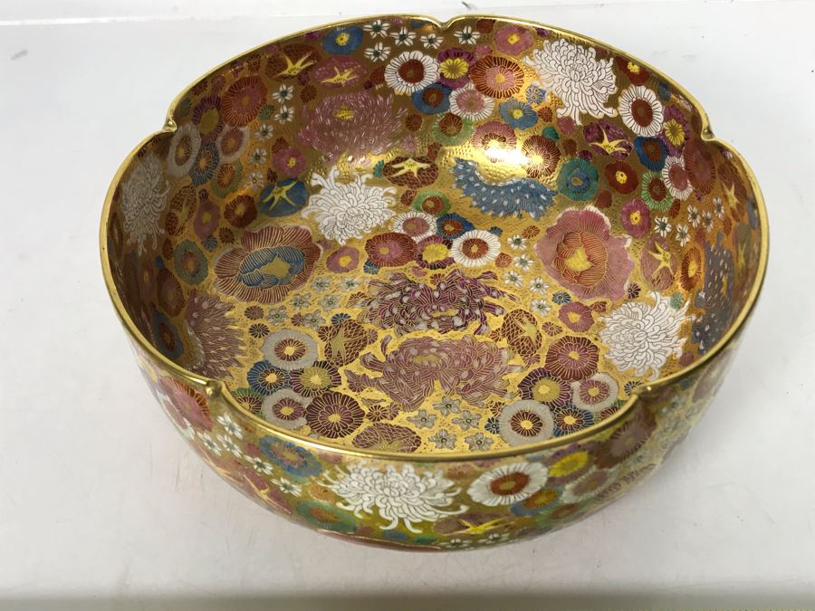 Stunning Signed Hand Painted Japanese Imari Porcelain Bowl [Photo 13]