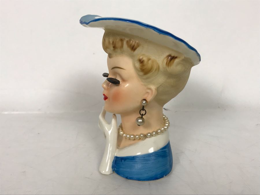 Vintage Hand Painted Head Vase With Earrings 3W X 4H [Photo 7]