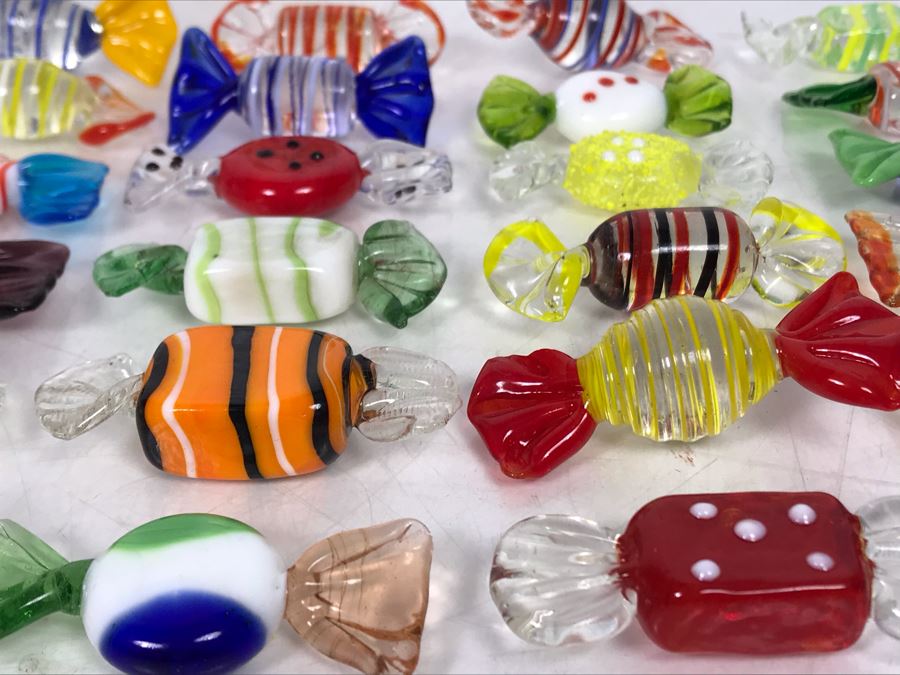 Collection Of 30 Hand Blown Glass Candy Candies [Photo 16]