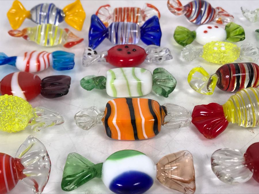 Collection Of 30 Hand Blown Glass Candy Candies [Photo 15]