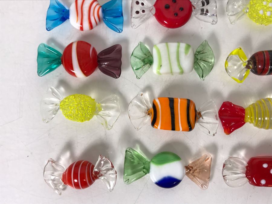 Collection Of 30 Hand Blown Glass Candy Candies