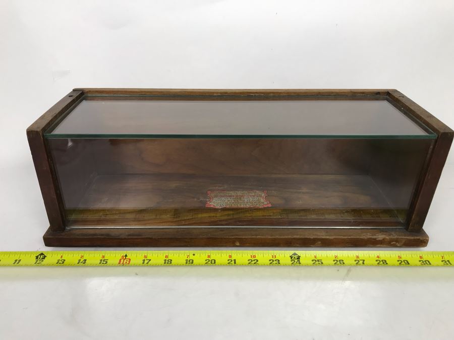 Vintage Mercantile Oak Tabletop Counter Display Case For Sealpackerchief 19W X 6.5D X 6.5H