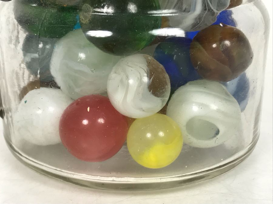 Old Atlas E-Z Seal Glass Jar Filled With Some Good Old Glass Marbles - See Photos [Photo 10]