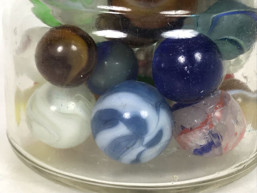 Old Atlas E-Z Seal Glass Jar Filled With Some Good Old Glass Marbles - See Photos [Photo 6]