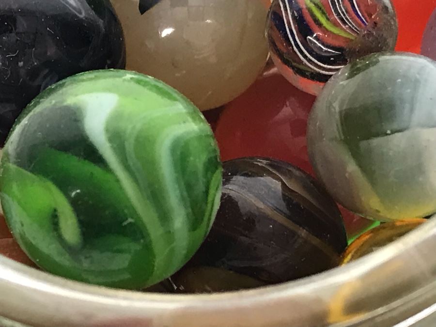 Old Atlas E-Z Seal Glass Jar Filled With Some Good Old Glass Marbles - See Photos [Photo 16]