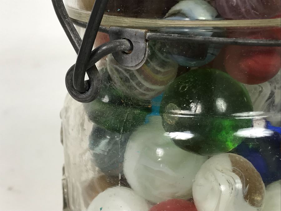 Old Atlas E-Z Seal Glass Jar Filled With Some Good Old Glass Marbles - See Photos [Photo 9]
