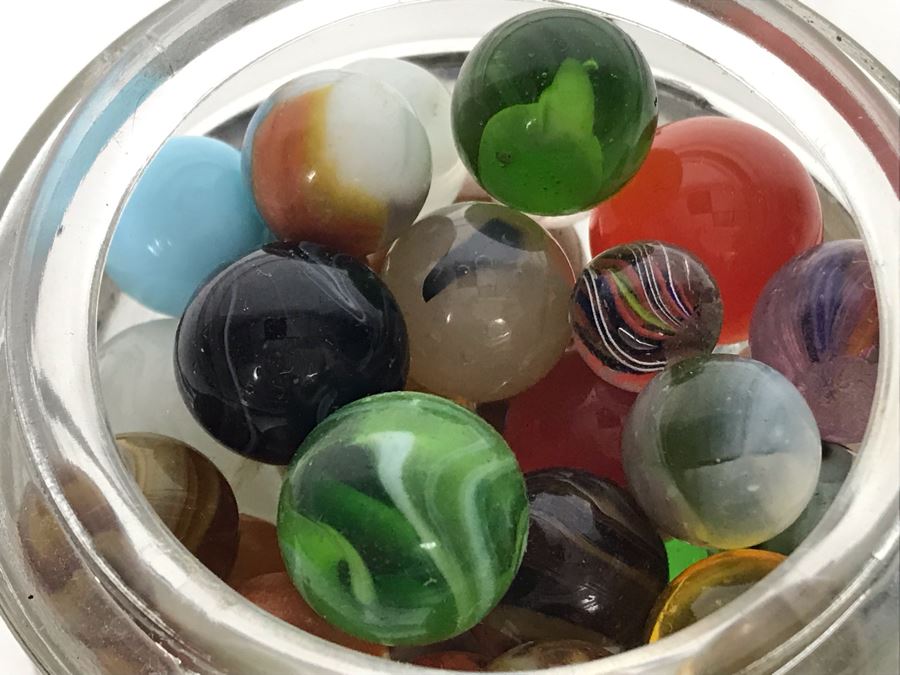 Old Atlas E-Z Seal Glass Jar Filled With Some Good Old Glass Marbles - See Photos [Photo 13]