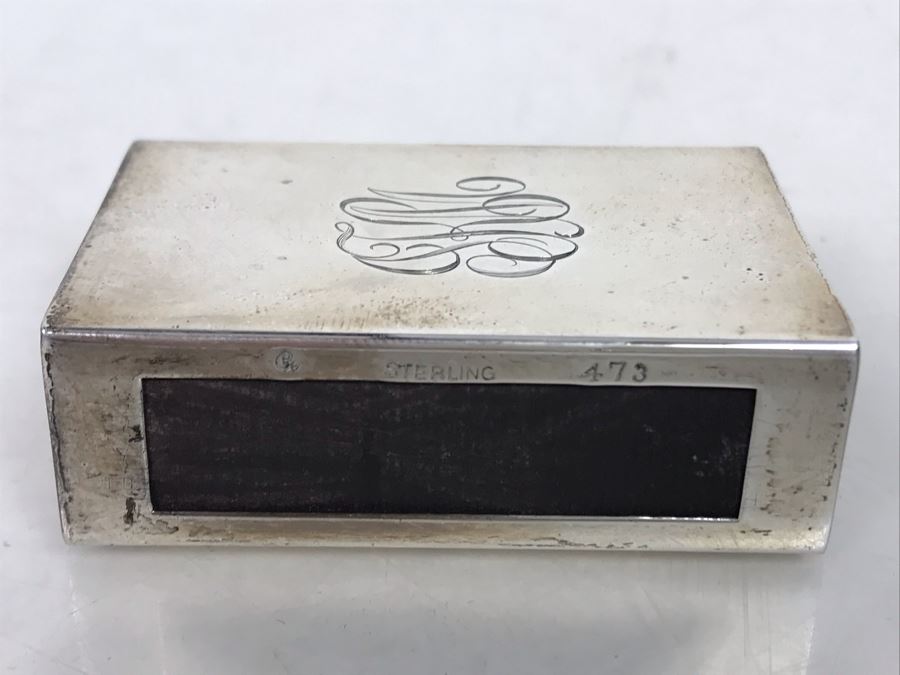 Vintage Sterling Silver Monogrammed Matchbook Match Holder [Photo 3]