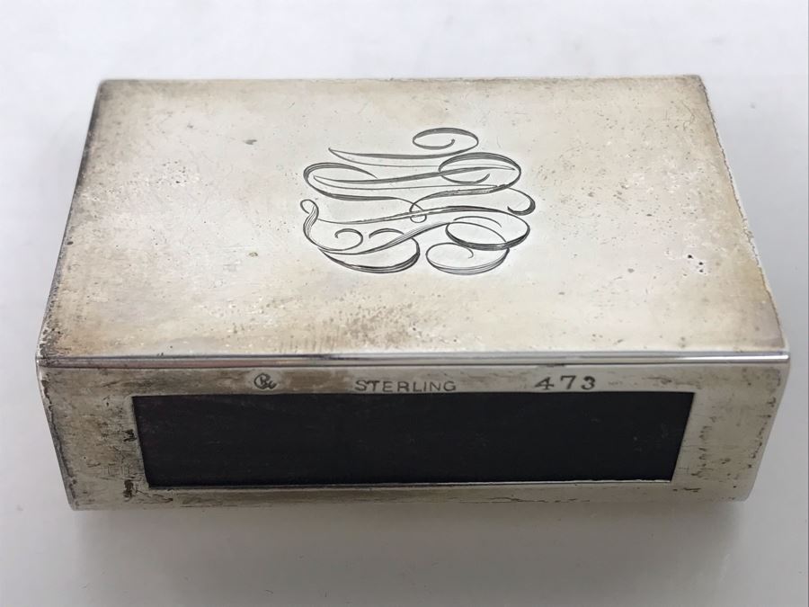 Vintage Sterling Silver Monogrammed Matchbook Match Holder [Photo 2]