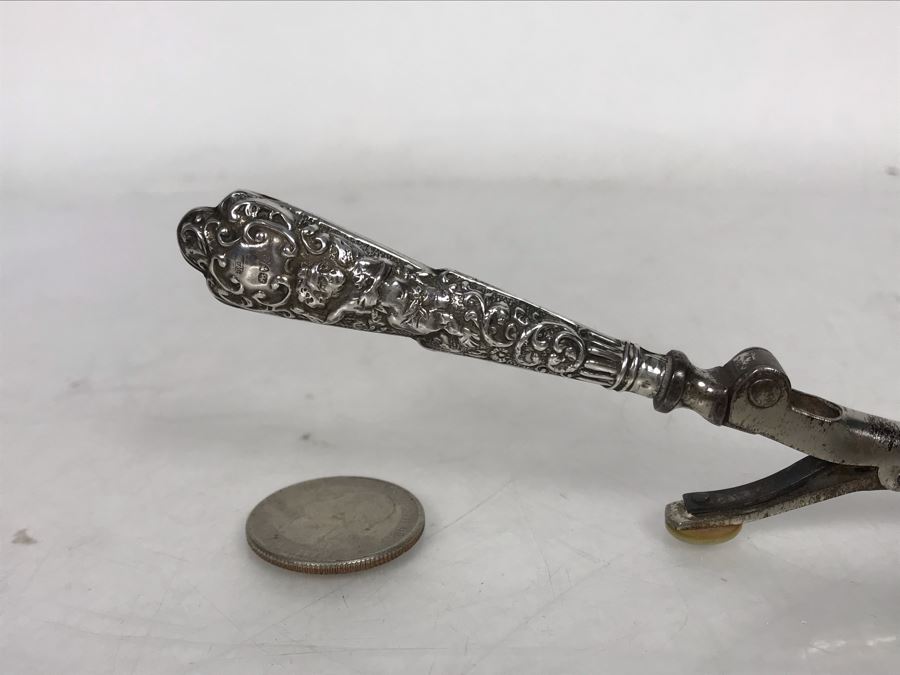 Antique English Repousse Sterling Silver Handled Curling Iron [Photo 3]