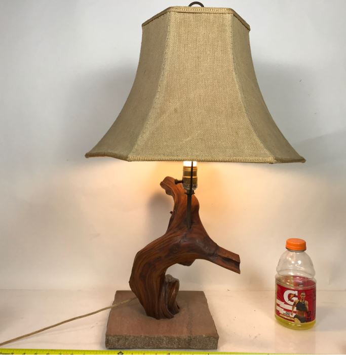 Vintage Mid-Century Driftwood Table Lamp With Marble Base [Photo 2]