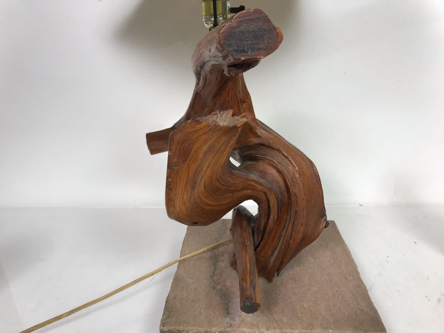 Vintage Mid-Century Driftwood Table Lamp With Marble Base [Photo 7]