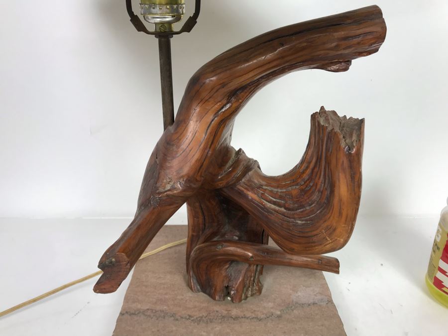 Vintage Mid-Century Driftwood Table Lamp With Marble Base [Photo 6]