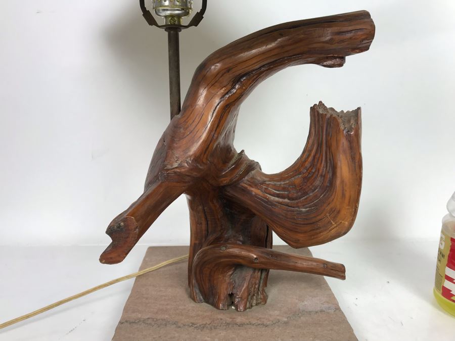 Vintage Mid-Century Driftwood Table Lamp With Marble Base [Photo 5]