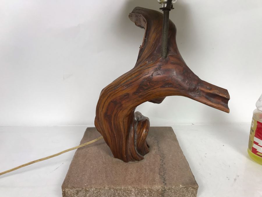 Vintage Mid-Century Driftwood Table Lamp With Marble Base [Photo 3]