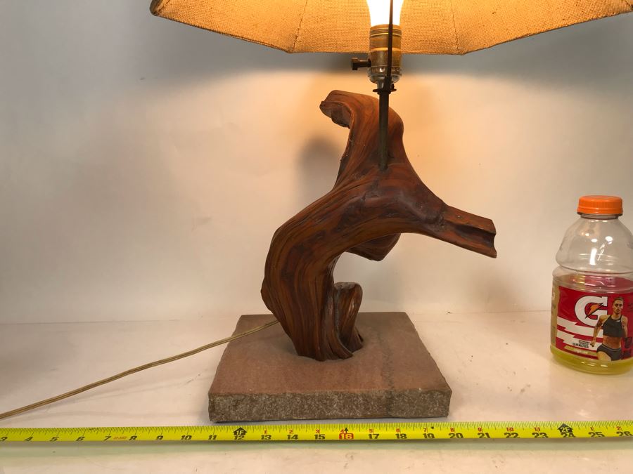 Vintage Mid-Century Driftwood Table Lamp With Marble Base [Photo 1]