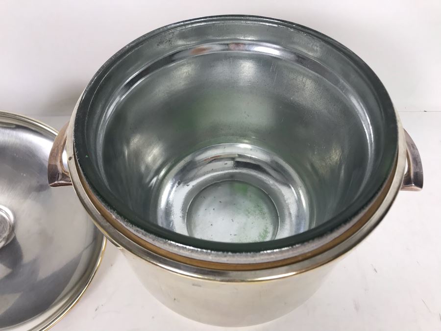 Vintage E Sheffield Silver Co Glass Lined Ice Bucket With Lid 9W X 9.5H [Photo 5]
