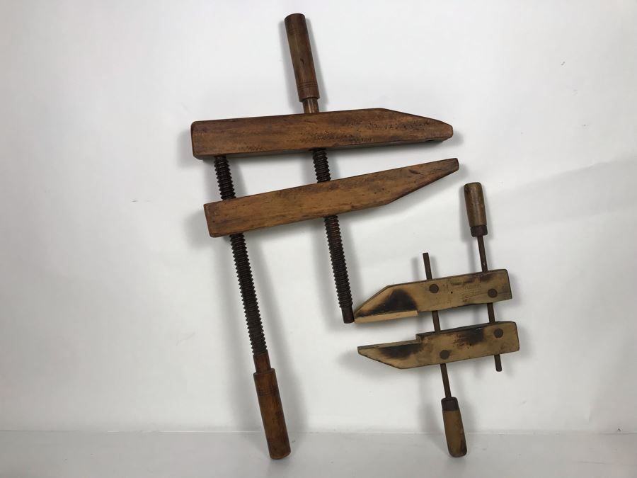 Pair Of Vintage Wooden Clamps [Photo 2]