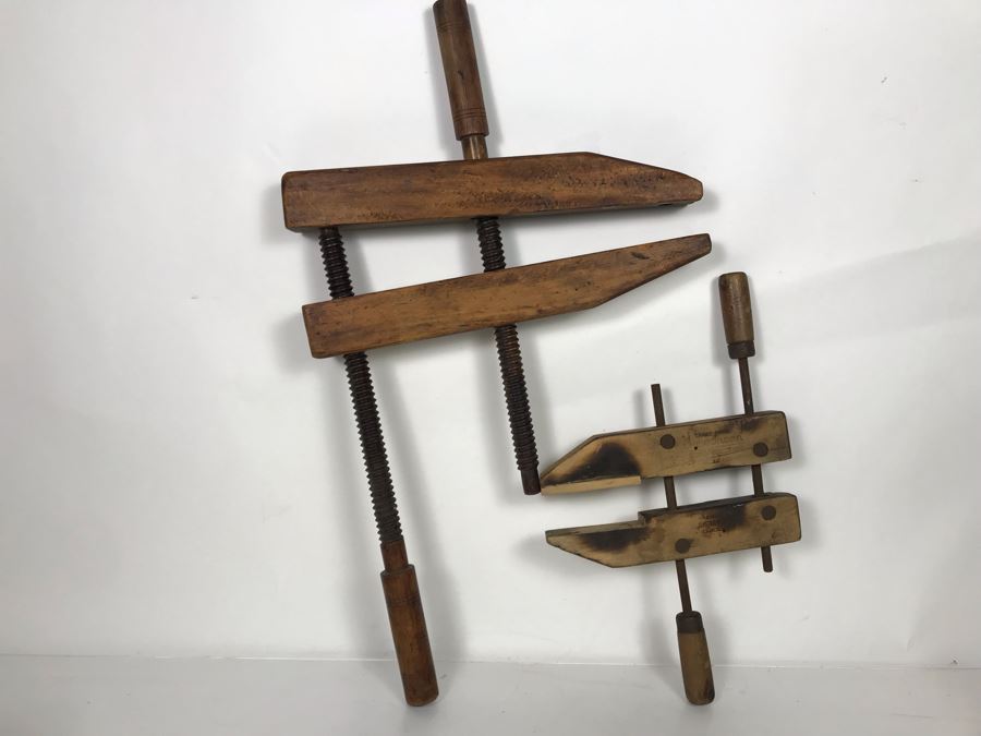 Pair Of Vintage Wooden Clamps