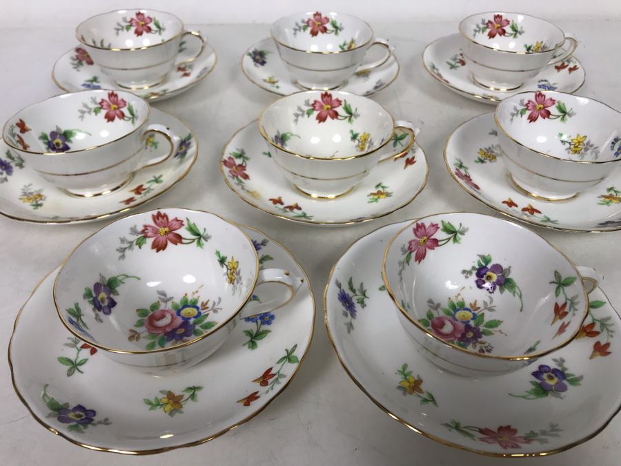 Set Of 8 Demitasse Tuscan Fine Bone China Gold Rim Cups And Saucers Made In England [Photo 4]
