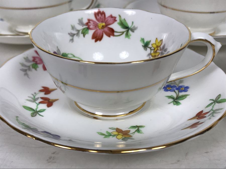 Set Of 8 Demitasse Tuscan Fine Bone China Gold Rim Cups And Saucers Made In England [Photo 6]