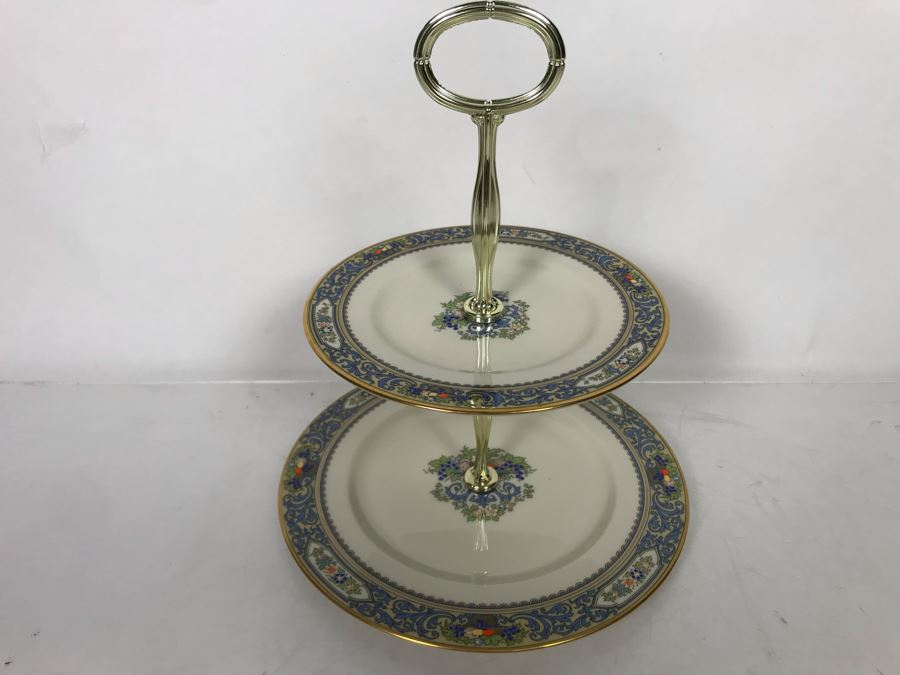 Lenox Autumn Pattern 2 Tiered Serving Tray 10H X 8.25W - Replacements Value $109 [Photo 2]