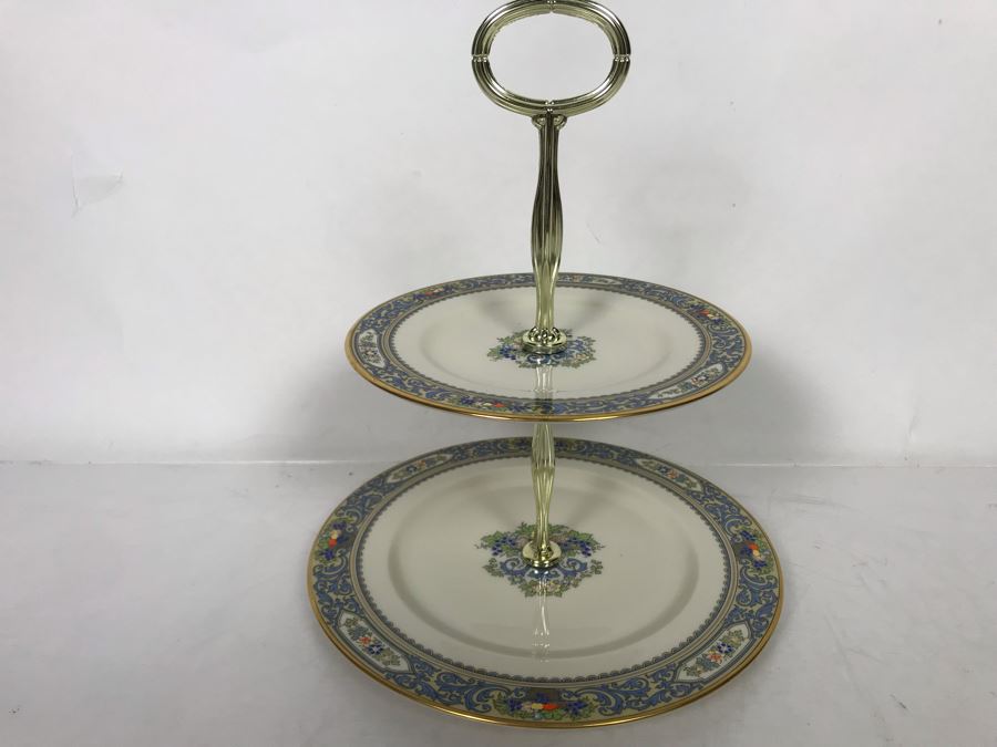 Lenox Autumn Pattern 2 Tiered Serving Tray 10H X 8.25W - Replacements Value $109 [Photo 3]