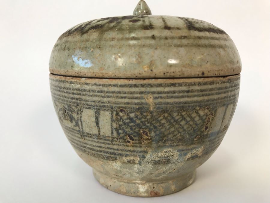 Vintage Lidded Pottery Jar 4W X 4.5H [Photo 8]