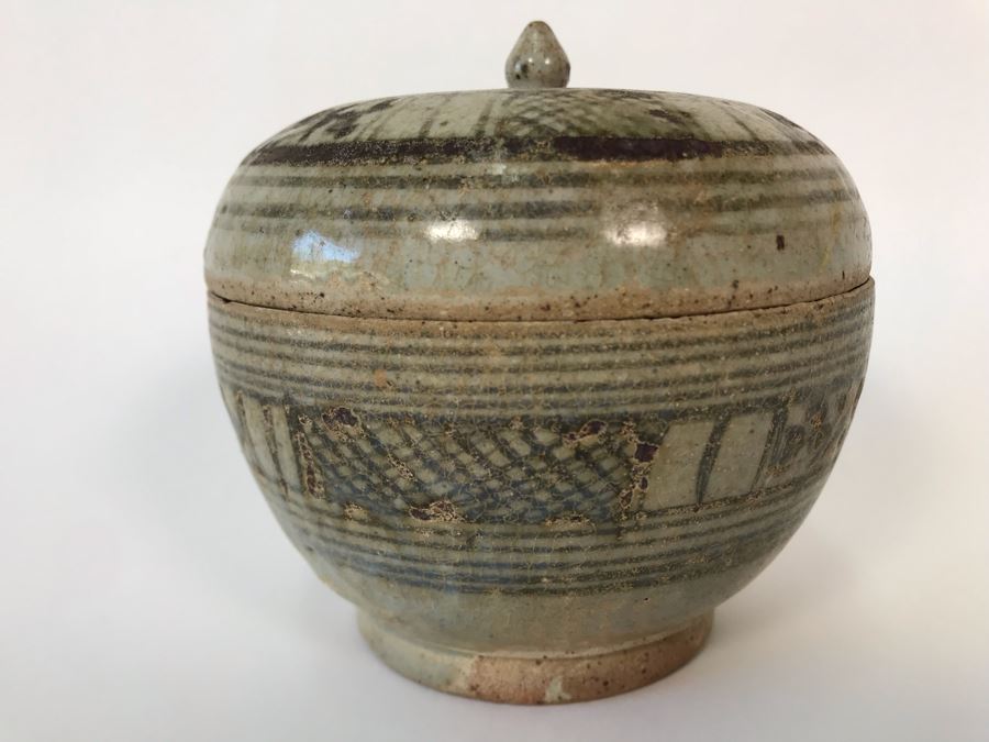 Vintage Lidded Pottery Jar 4W X 4.5H [Photo 5]