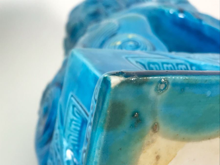 Pair Of Asian Blue Glazed Cermaic Foo Dogs 6W X 7.5D X 10H [Photo 19]