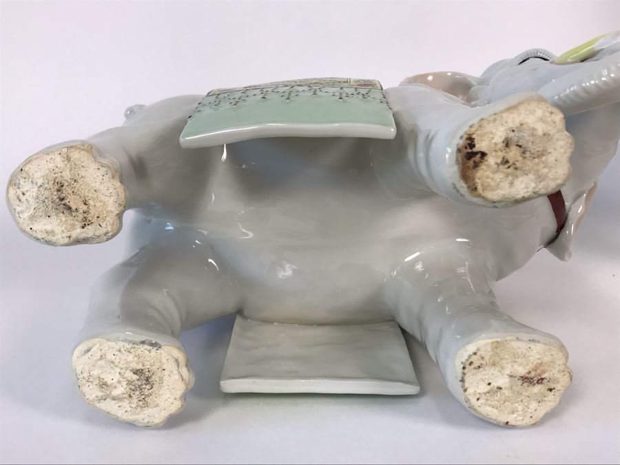 Pair Of Chinese Elephant Candleholders 8.5W X 4.5D X 10H (One Elephant Tusk Is Chipped And Other Elephant's Blanket Has Been Repaired) [Photo 23]