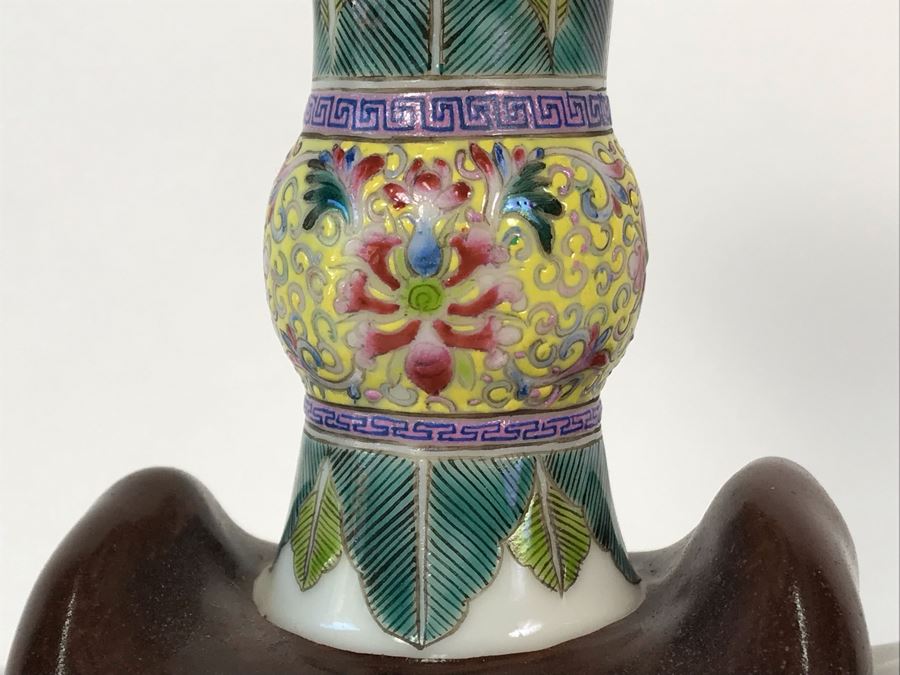 Pair Of Chinese Elephant Candleholders 8.5W X 4.5D X 10H (One Elephant Tusk Is Chipped And Other Elephant's Blanket Has Been Repaired) [Photo 7]