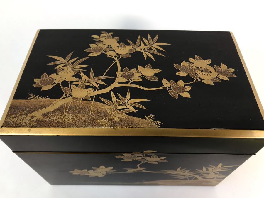 Asian Lacquer Box With Tray 7.25W X 4.5D X 5H [Photo 6]