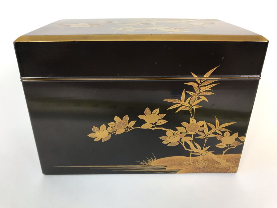 Asian Lacquer Box With Tray 7.25W X 4.5D X 5H [Photo 5]