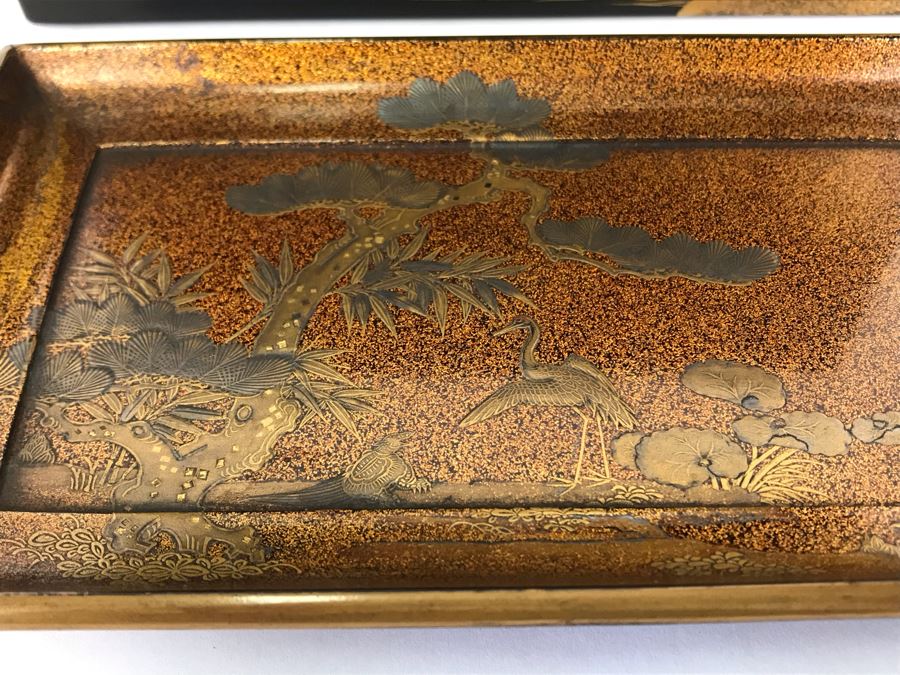 Asian Lacquer Box With Tray 7.25W X 4.5D X 5H [Photo 13]